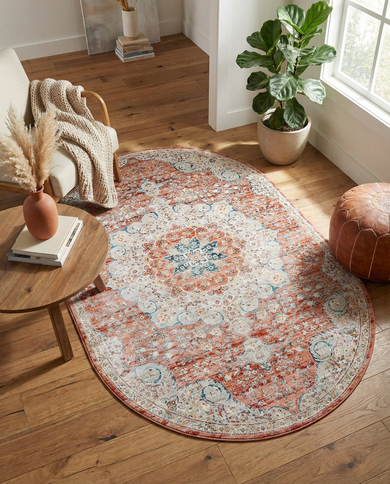 Coastal Haven Collection Area Rug - Seabreeze (Red) Oval Red  lifestyle 40