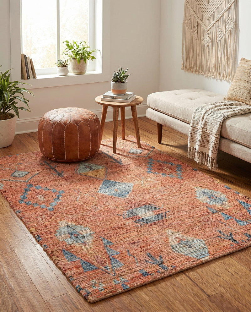 Savannah Threads Collection Area Rug -  Namib Rectangle Rust Red  lifestyle 5