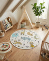 Wonder Tykes Collection Area Rug -  Spatter Round Ivory  lifestyle 41