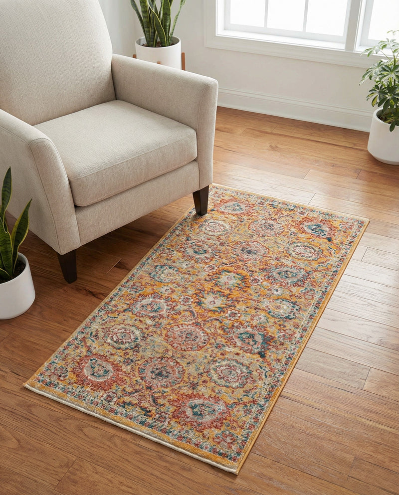 Seville Stripes Collection Area Rug -  Cordoba (Yellow) Rectangle Yellow  lifestyle 23
