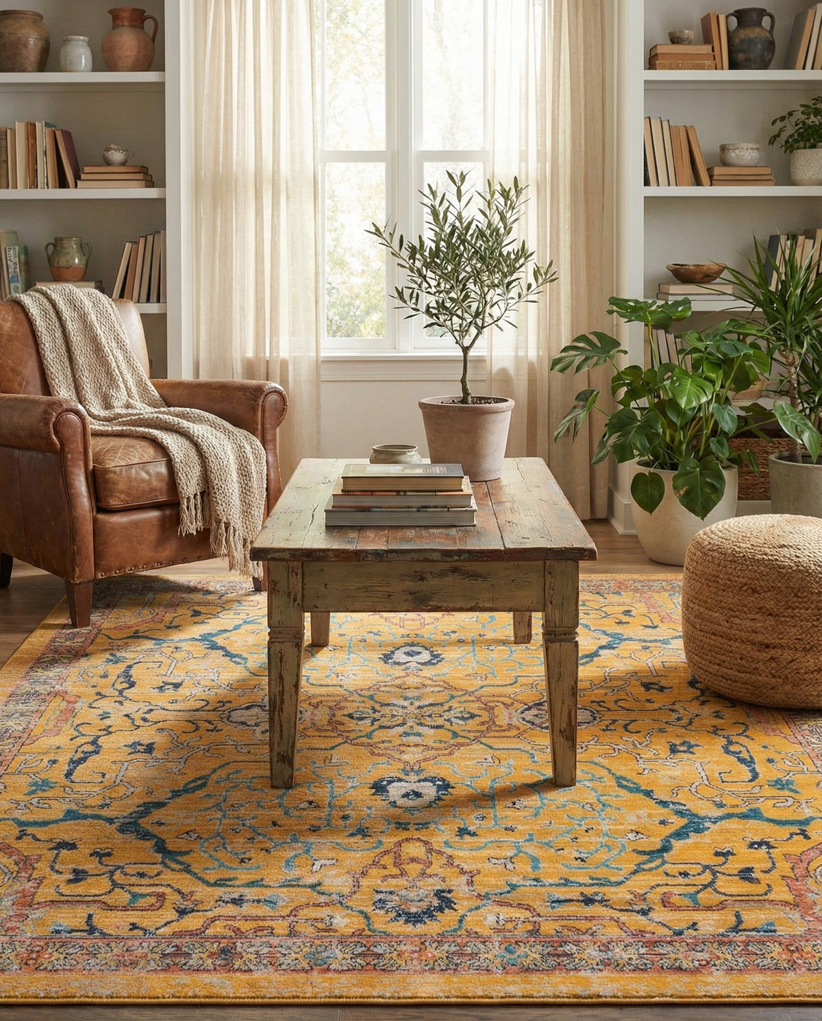 Seville Stripes Collection Area Rug -  Malaga (Yellow) Square Yellow  lifestyle 96