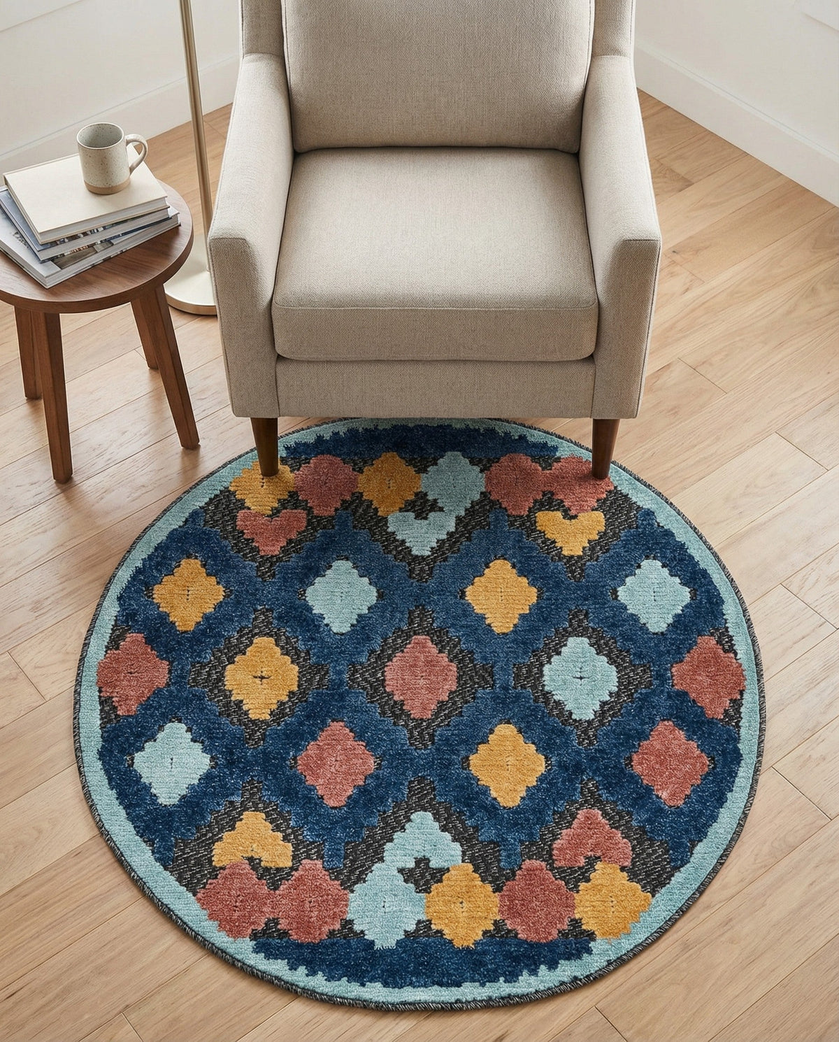 Caribbean Terrace Collection Area Rug -  Tobago Round Charcoal  lifestyle 120