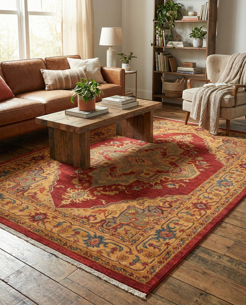 Persian Elegance Collection Area Rug -  Golestan Rectangle Red  lifestyle 19