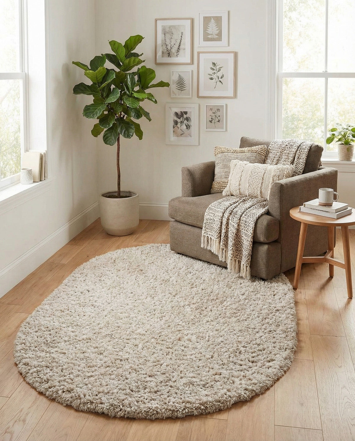 Eternal Plush Oasis Collection Area Rug -  Tranquility (Linen) Oval Linen  lifestyle 82