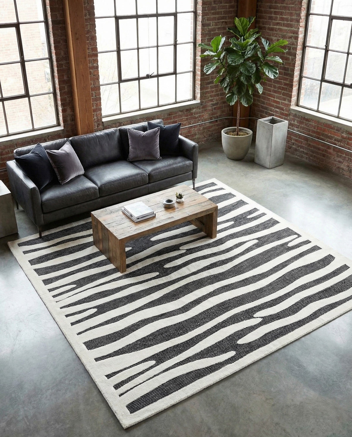 Monochrome Collection Area Rug - Slate Square Gray  lifestyle 115