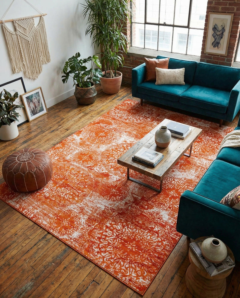 Riviera Elegance Collection Area Rug -  Monaco (Orange) Rectangle Orange  lifestyle 21
