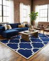 Lattice Gardens Collection Area Rug -  Espaliera Rectangle Navy Blue  lifestyle 16