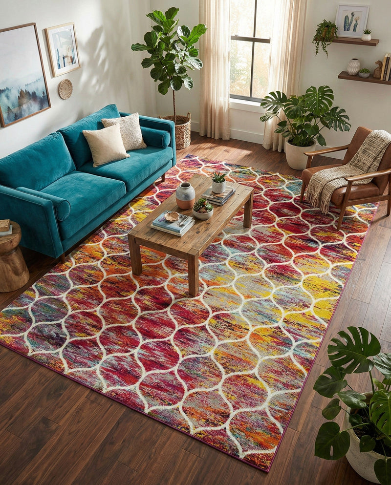 Trellis Mosaic Collection Area Rug -  Pergolatown (Multi) Rectangle Multi  lifestyle 19