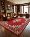 Tabriz Tapestry Collection Area Rug - Azerbaijan (Red) Rectangle Red  lifestyle 12