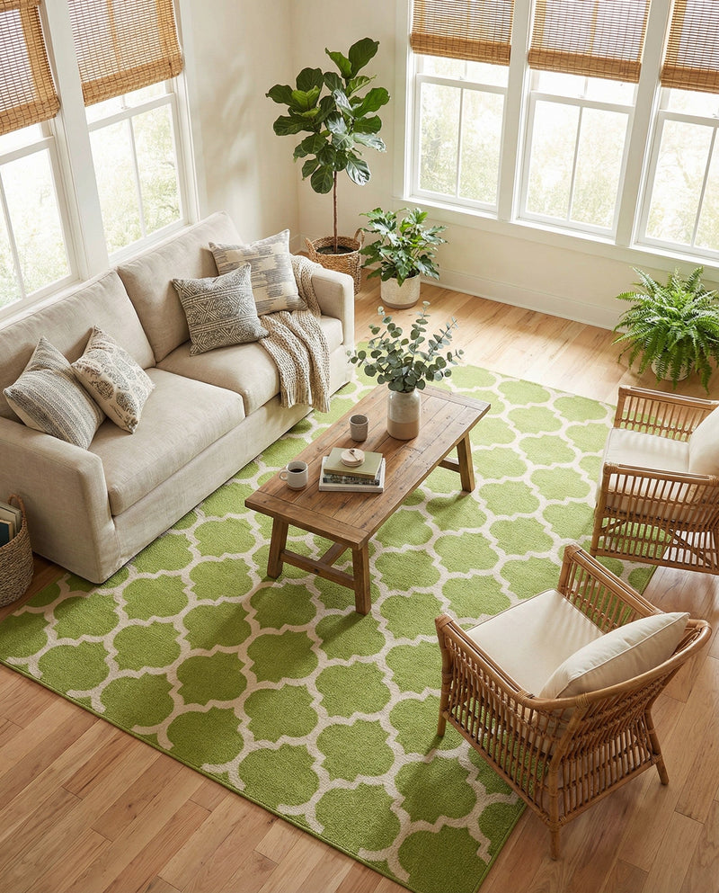 Lattice Gardens Collection Area Rug -  Bloomfield (Light Green) Rectangle Light Green  lifestyle 20