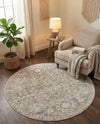 Seville Stripes Collection Area Rug -  Cordoba (Gray) Round Gray  lifestyle 80