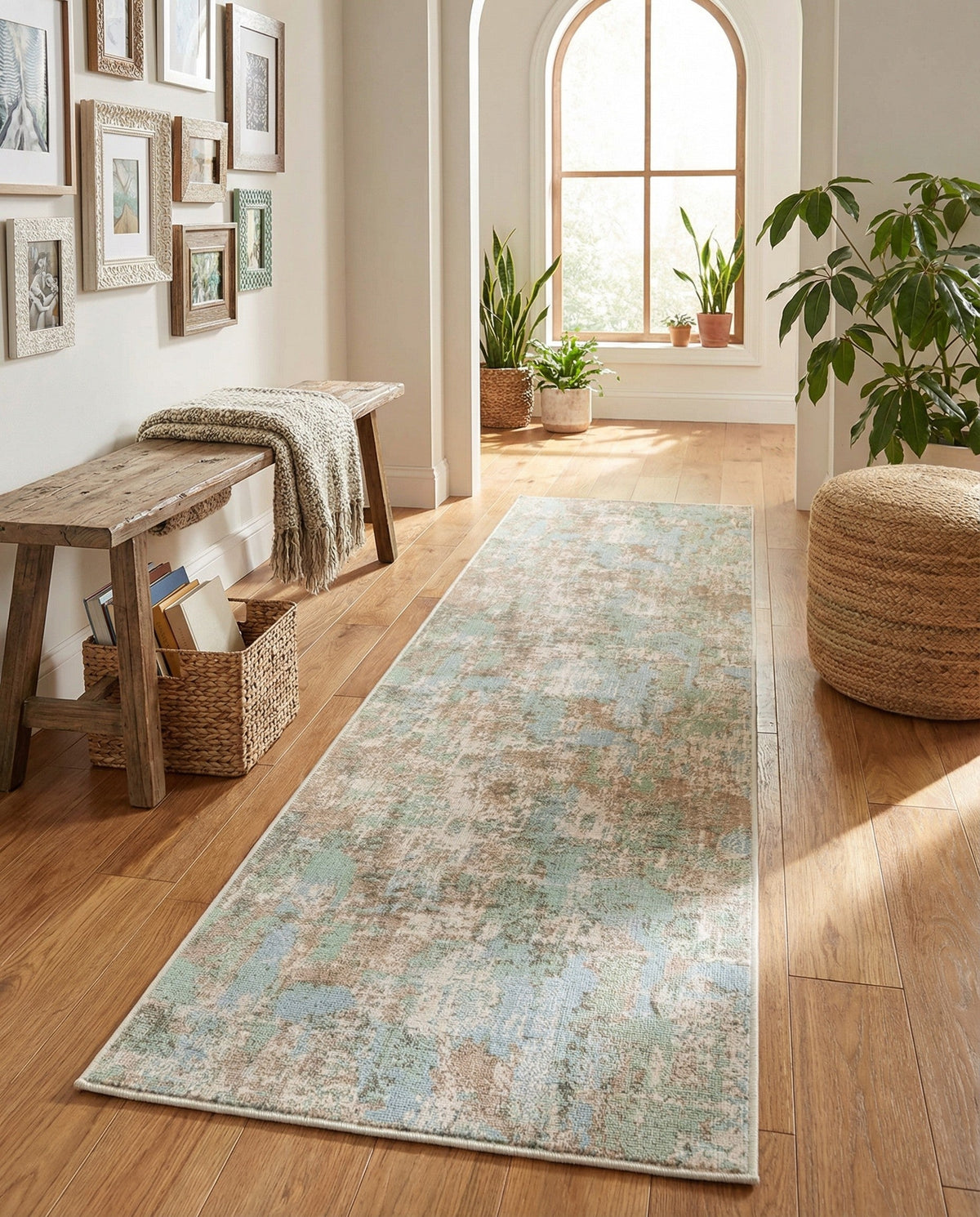 Lagoon Oasis Collection Area Rug -  Seagrass Runner Teal  lifestyle 142