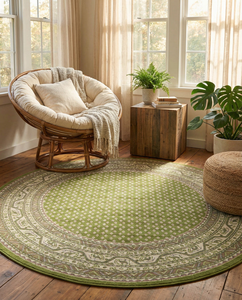 Soho Elegance Collection Area Rug -  Mercer (Green) Round Green  lifestyle 50
