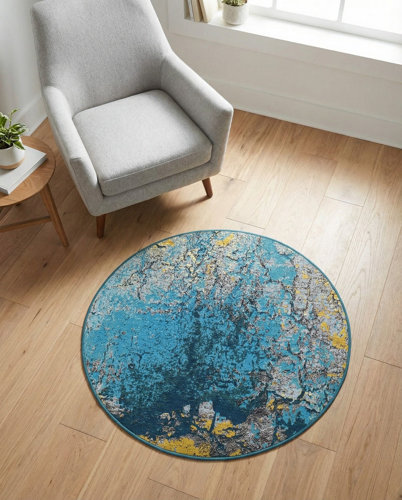 Urban Terrace Collection Area Rug -  Lanai Round Gradient Blue  lifestyle 67