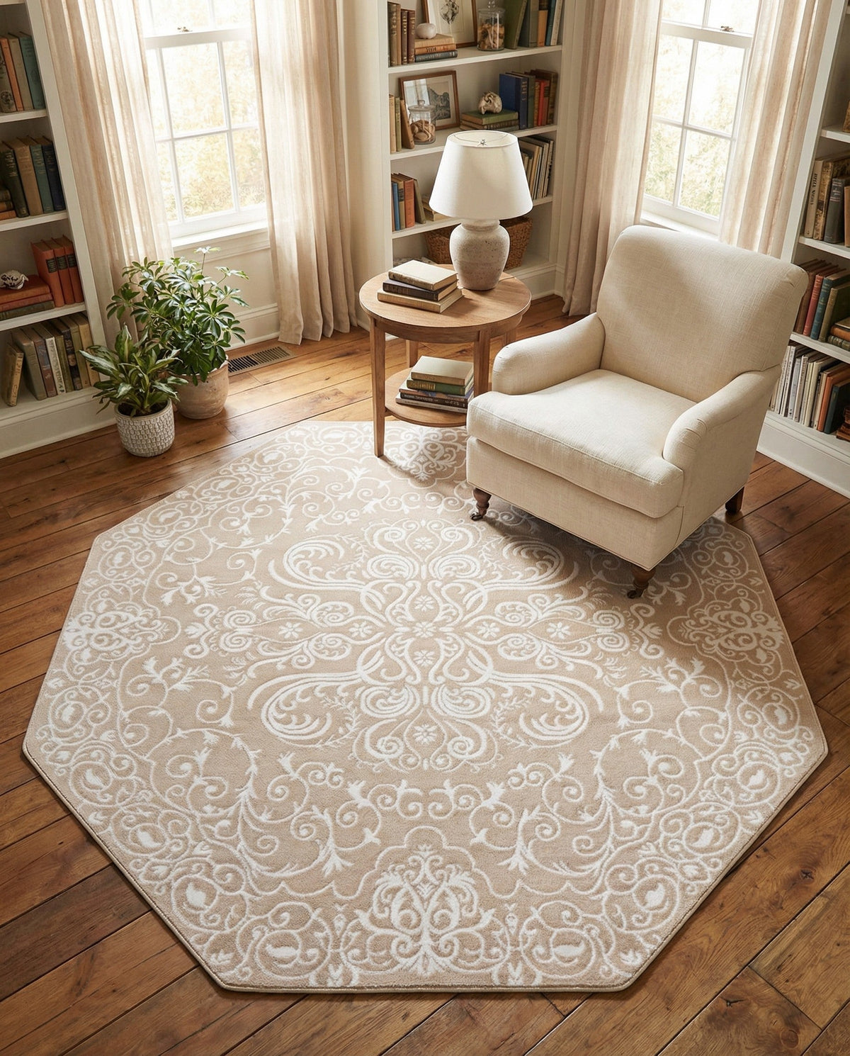 Andes Summit Collection Area Rug -  Lanín Octagon Beige  lifestyle 85