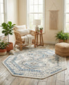 Savannah Elegance Collection Area Rug -  Tybee (Ivory Aqua) Octagon Ivory Aqua  lifestyle 75