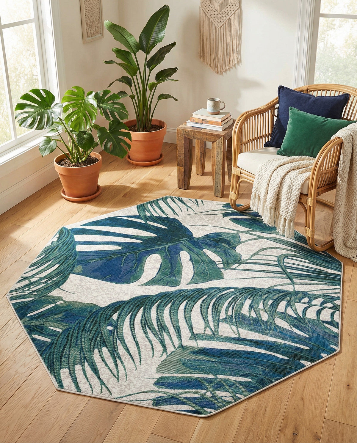 Meadow Breeze Collection Area Rug -  Clover Octagon Ivory  lifestyle 141