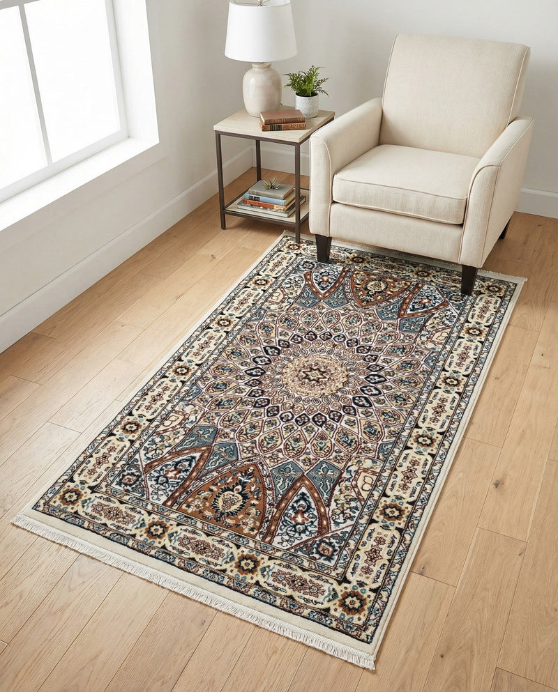 Persian Elegance Collection Area Rug -  Hamedan (Ivory) Rectangle Ivory  lifestyle 6
