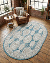 Seville Stripes Collection Area Rug -  Granada (Blue) Oval Blue  lifestyle 52