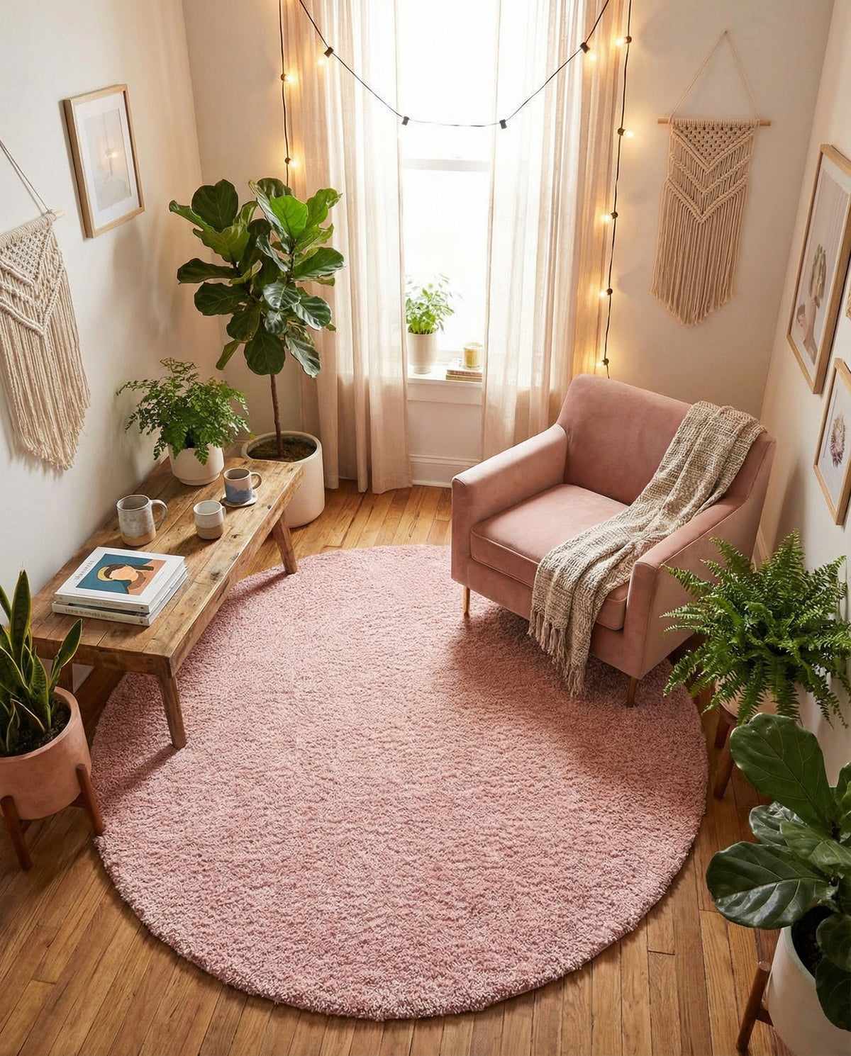 Alpine Plush Collection Area Rug -  Cortina (Dusty Rose) Round Dusty Rose  lifestyle 55