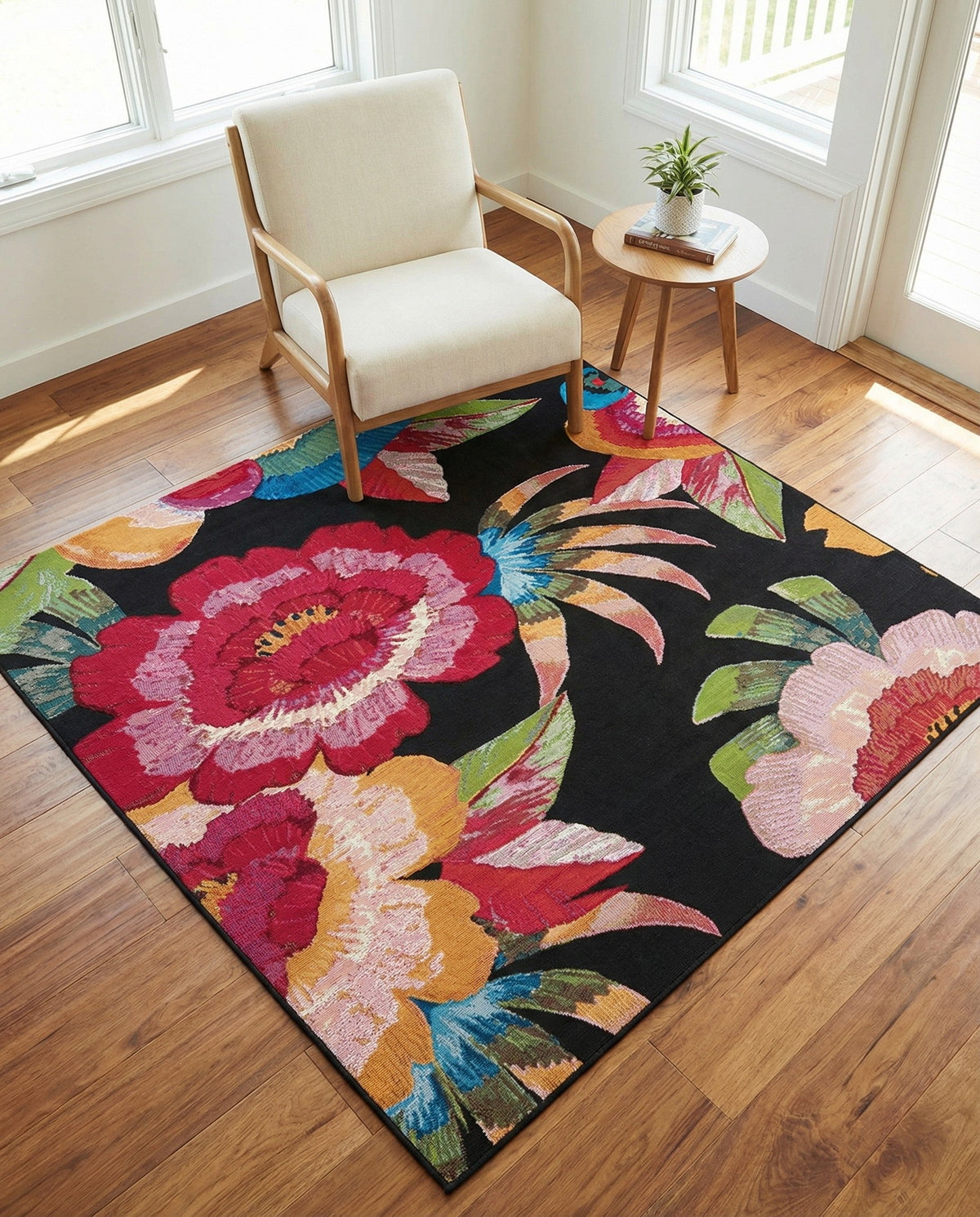 Seaside Blooms Collection Area Rug -  Versailles Square Multi  lifestyle 114
