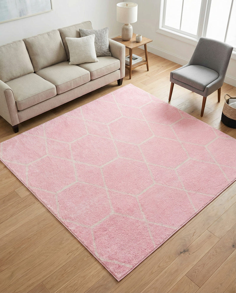 Trellis Mosaic Collection Area Rug - Arborville (Light Pink) Square Light Pink  lifestyle 35