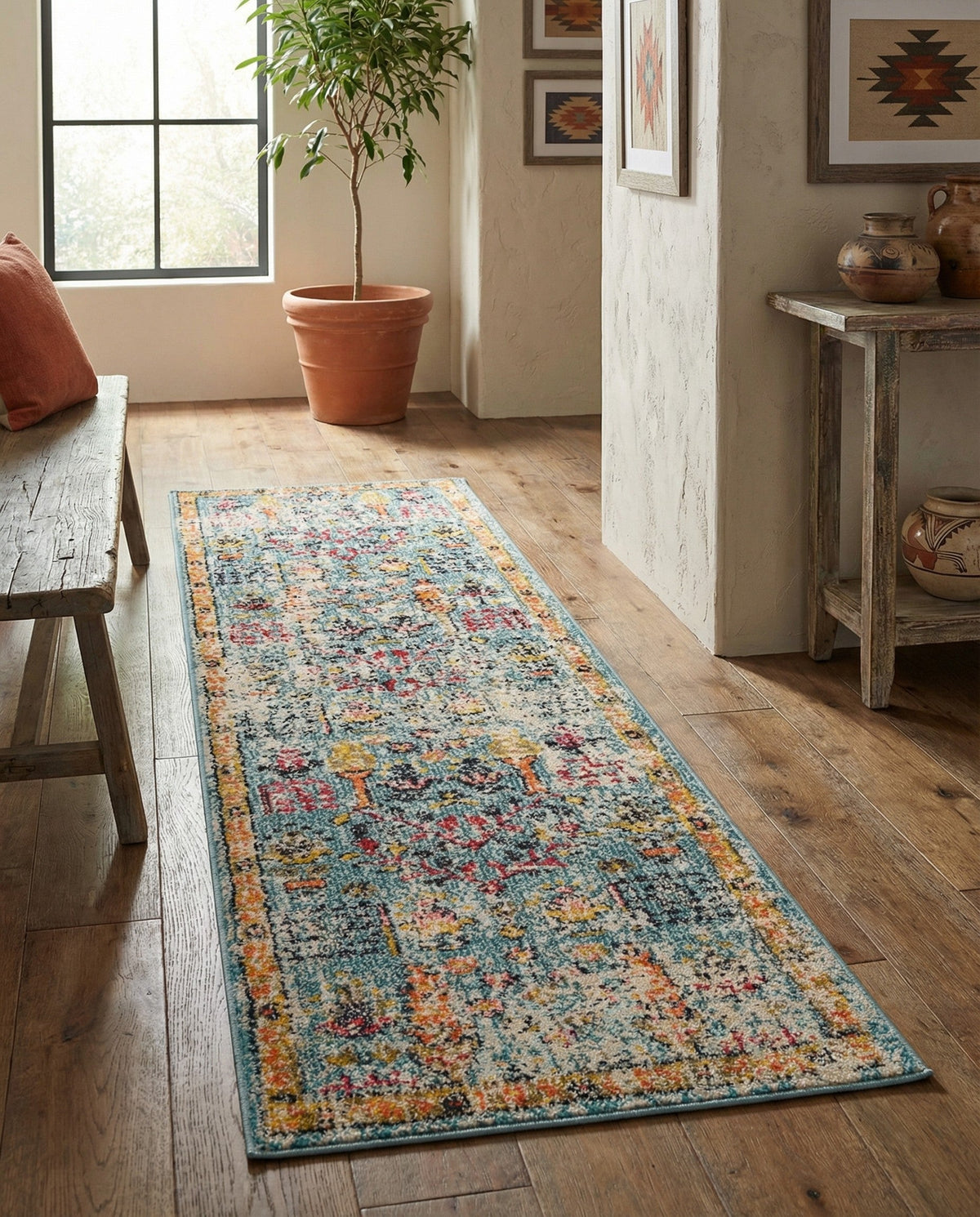 Sierra Collection Area Rug -  Shasta Runner Blue  lifestyle 64