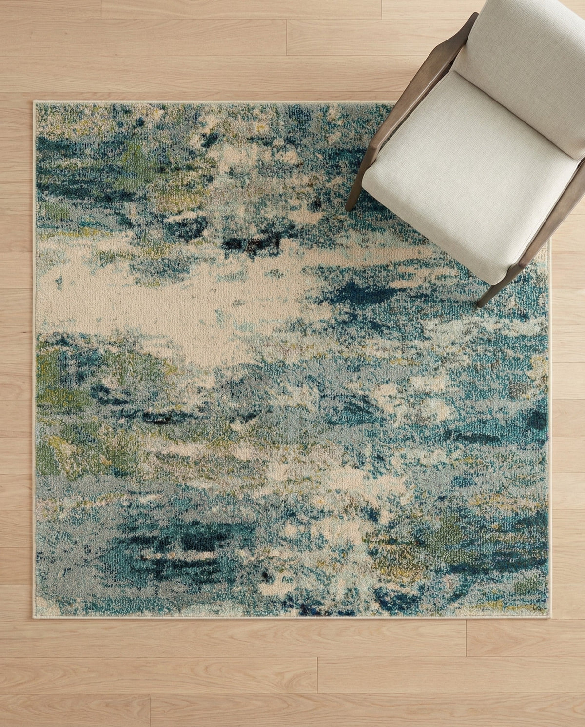 Chromatic Oasis Collection Area Rug -  Serene Square Light Blue  lifestyle 91