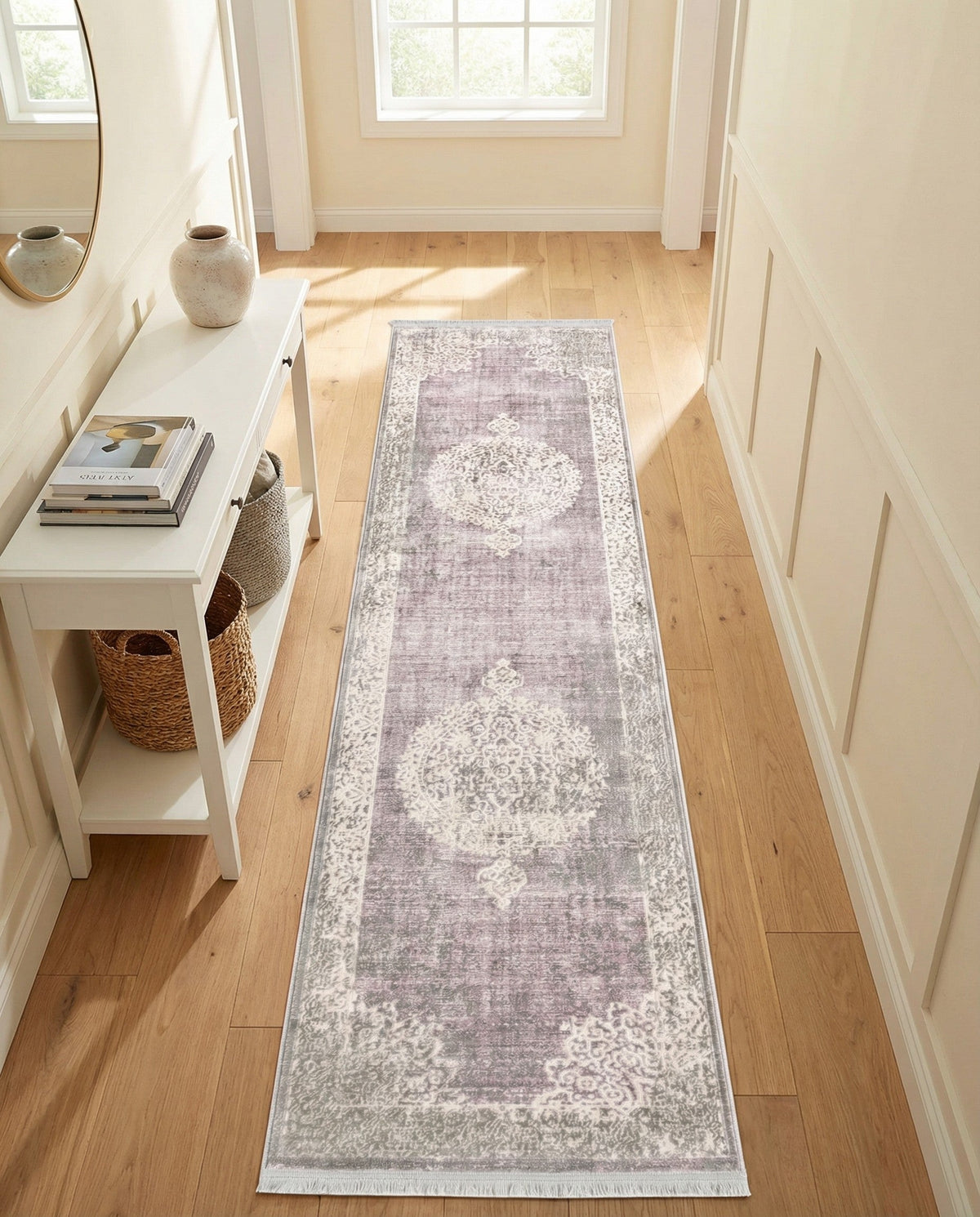 Rustic Charm Revival Collection Area Rug -  Meadowland Runner Purple  lifestyle 116