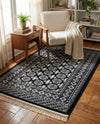 Samarkand Elegance Collection Area Rug -  Margilan (Black and White) Rectangle Black and White  lifestyle 14