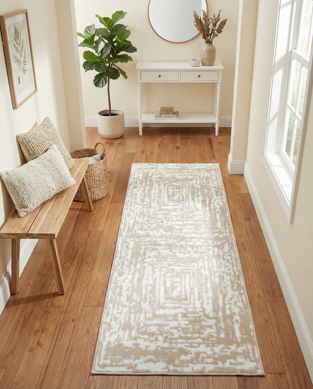 Sanctuary Retreat Collection Area Rug -  Asylum Runner White Bone  lifestyle 155
