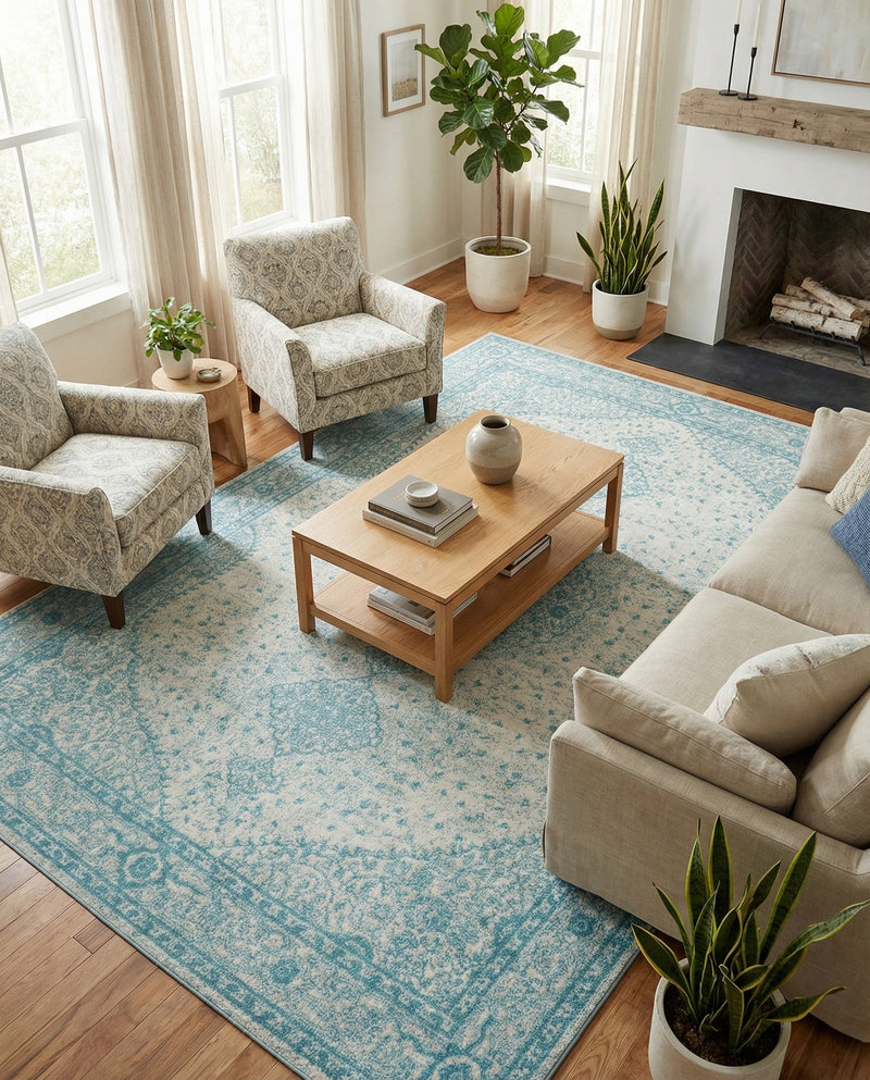 Dover Terrace Collection Area Rug - Marina (Aqua) Rectangle Aqua  lifestyle 5