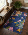 Meadow Breeze Collection Area Rug - Wildflower Rectangle Blue  lifestyle 6