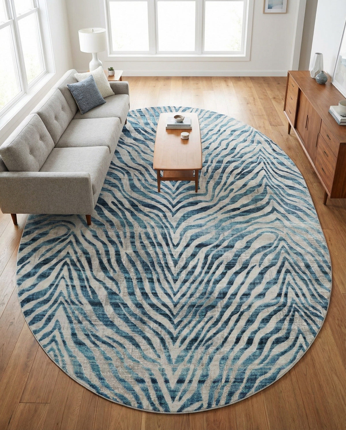 Bloomsbury Elegance Collection Area Rug -  Chelsea Oval Blue  lifestyle 192