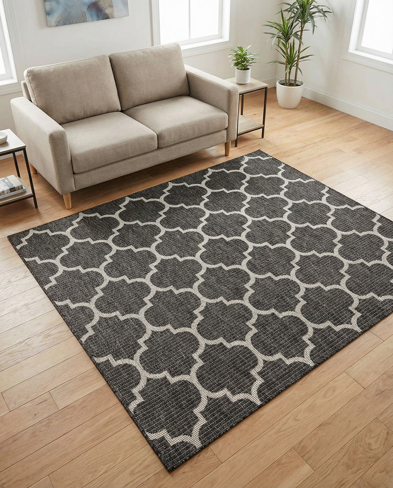 Savannah Pergola Collection Area Rug - Arbor (Black) Square Black  lifestyle 84