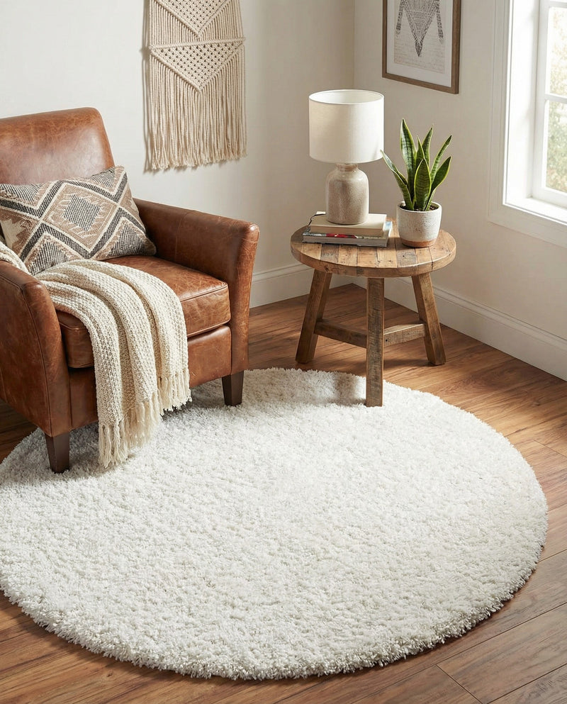 Alpine Plush Collection Area Rug -  Cortina (White) Round White  lifestyle 69