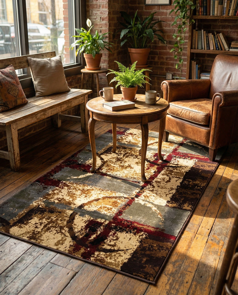 Bistro Lounge Collection Area Rug -  FlatWhite Rectangle Multi  lifestyle 26