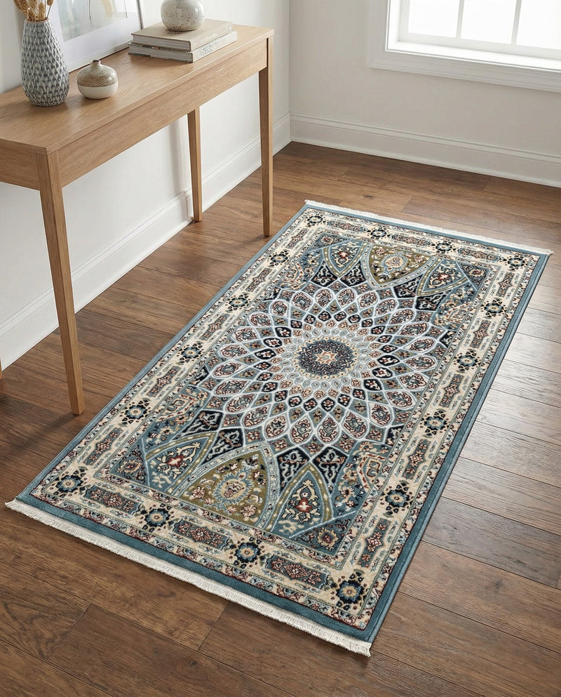 Persian Elegance Collection Area Rug -  Hamedan (Blue) Rectangle Blue  lifestyle 23