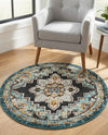 Outdoor Marrakesh Collection Area Rug -  Essaouira Round Navy Blue  lifestyle 26