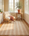 Hampton Stripes Wool Collection Area Rug - Montauk Rectangle Beige  lifestyle 48