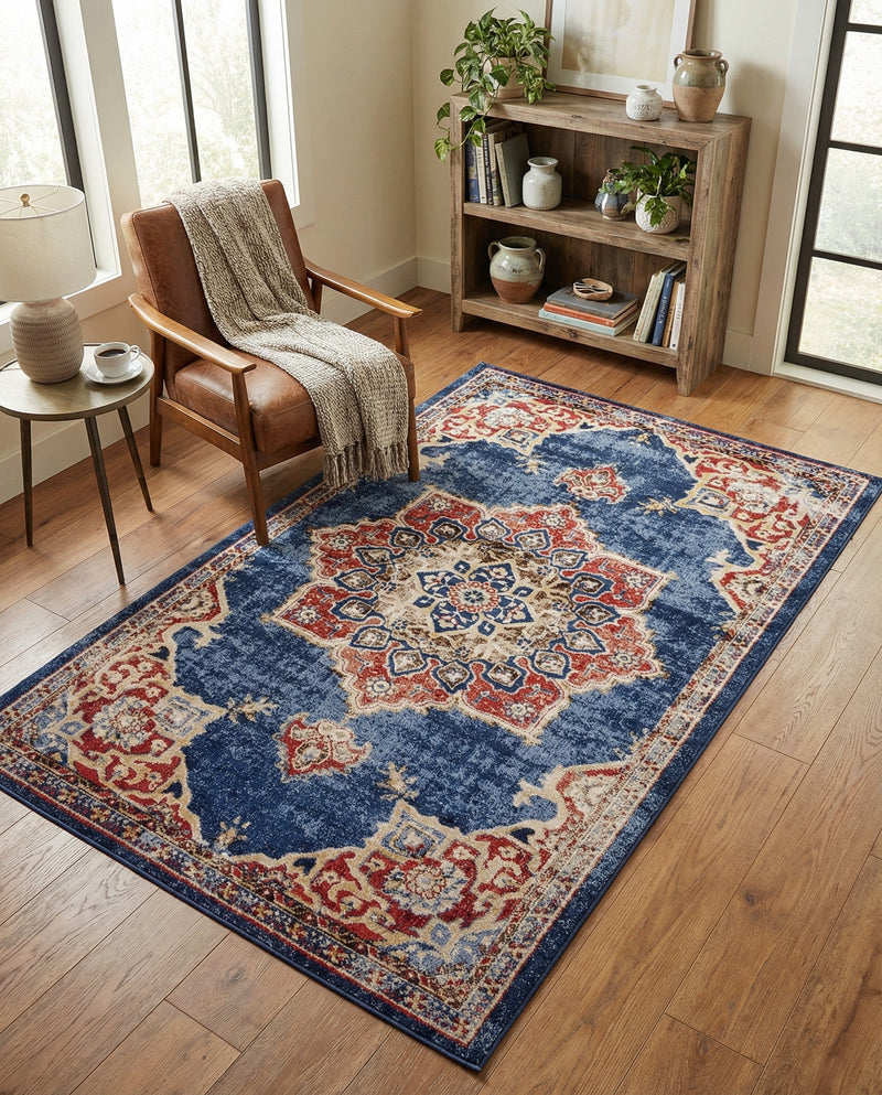 Eden Oasis Collection Area Rug -  Tranquility (Dark Blue) Rectangle Dark Blue  lifestyle 27