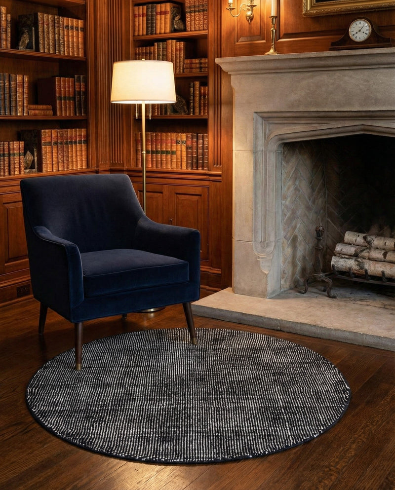 Berkshire Estate Collection Area Rug - Windsor (Blackberry) Round Blackberry  lifestyle 66