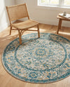 Seville Stripes Collection Area Rug - Cadiz (Light Gray) Round Light Gray  lifestyle 65