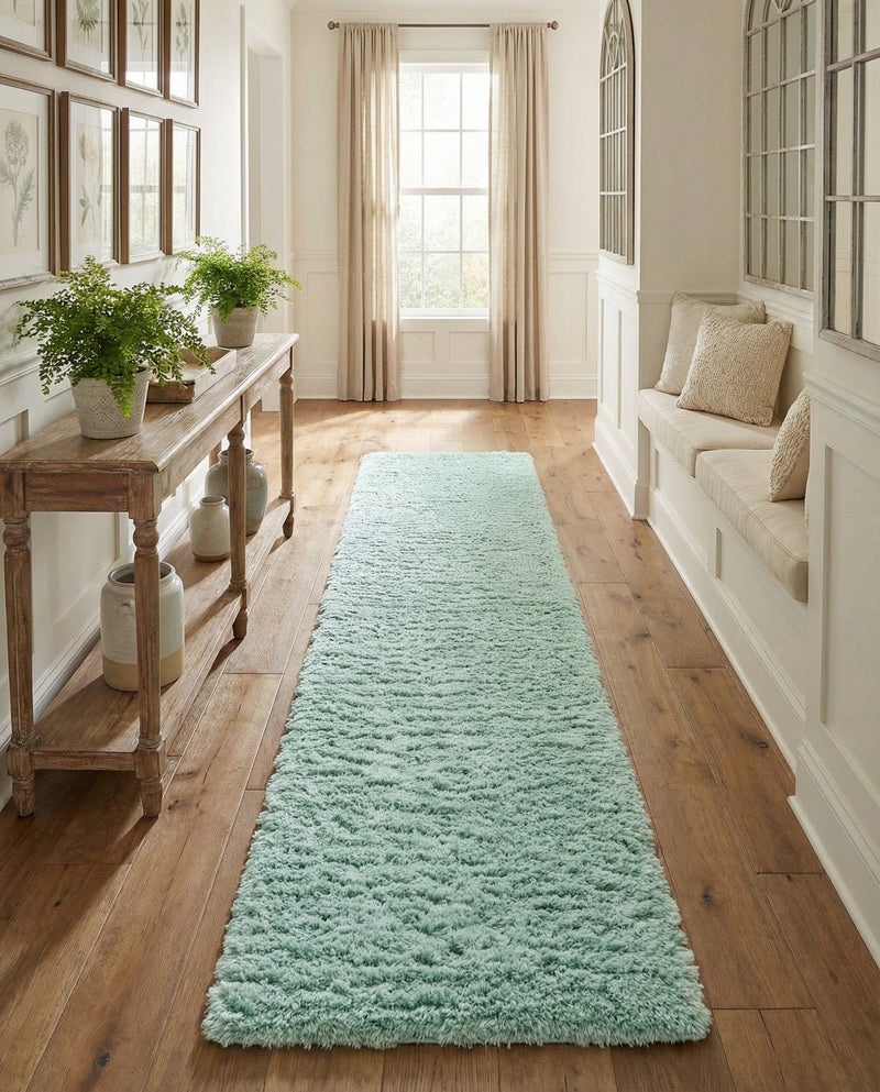 Eternal Plush Oasis Collection Area Rug -  Tranquility (Cyan) Runner Cyan  lifestyle 68