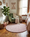 Cozy Comfort Shag Collection Area Rug - Haven (Pink) Round Pink  lifestyle 63