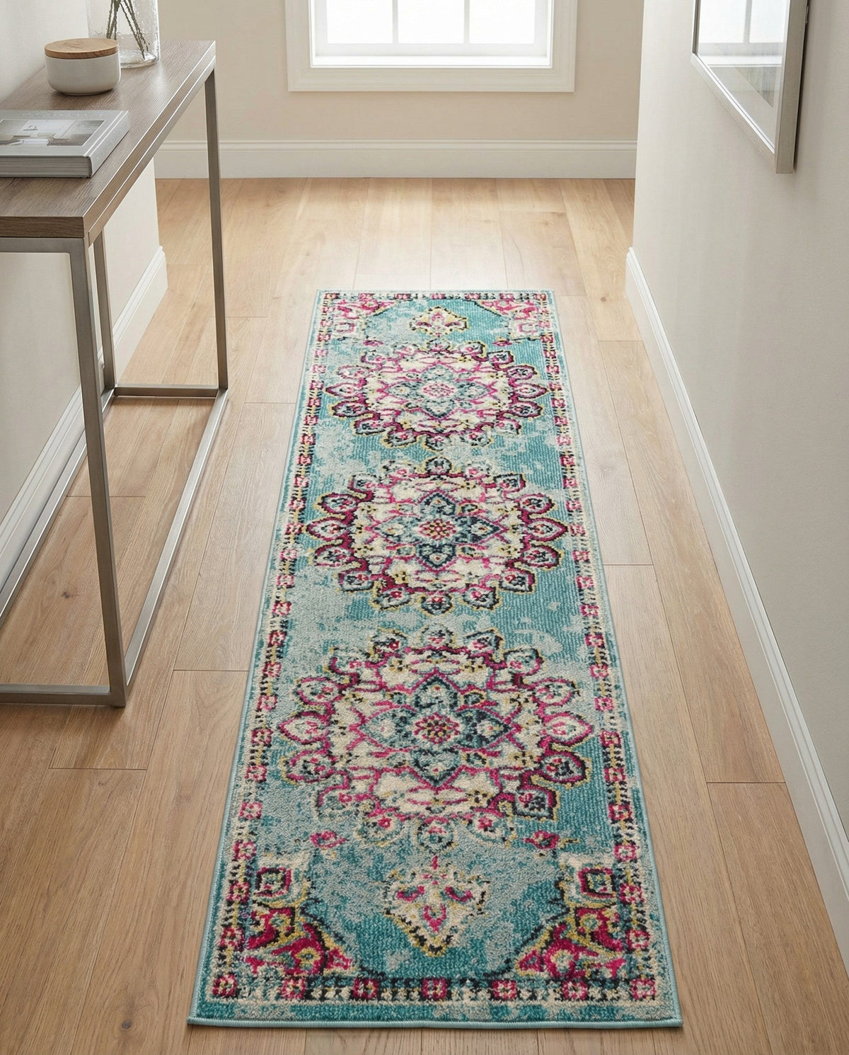Chateau Elegance Collection Area Rug -  Riviera Runner Light Blue  lifestyle 71