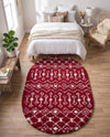 Berber Lattice Shag Collection Area Rug - Atlas (Burgundy Red) Oval Burgundy Red  lifestyle 65
