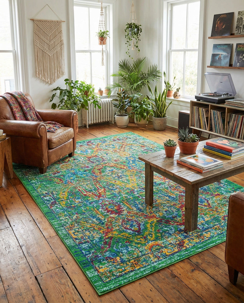 Caribbean Cove Collection Area Rug -  Dominica Rectangle Green  lifestyle 11