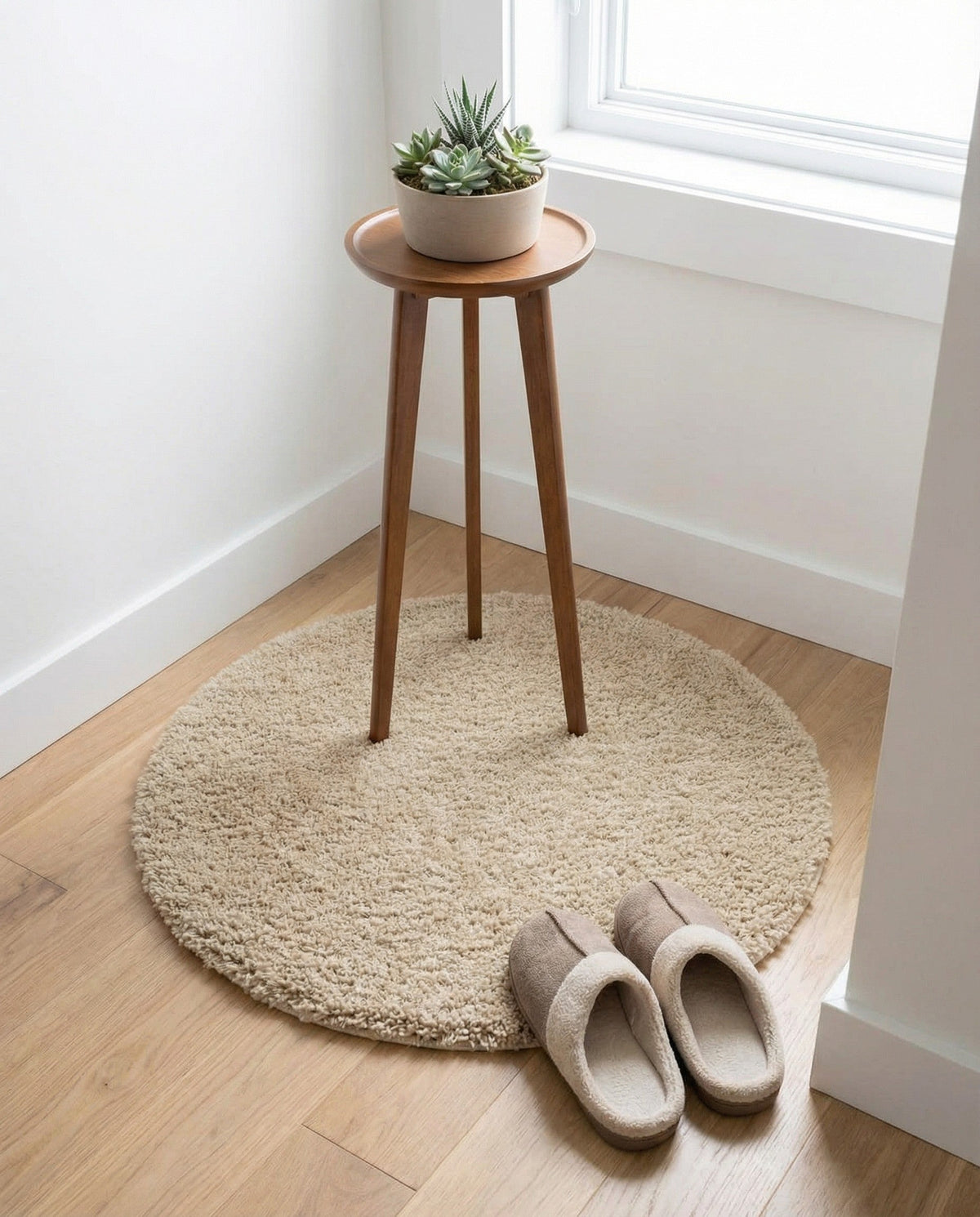 Alpine Plush Collection Area Rug -  Cortina (Linen) Round Linen  lifestyle 101