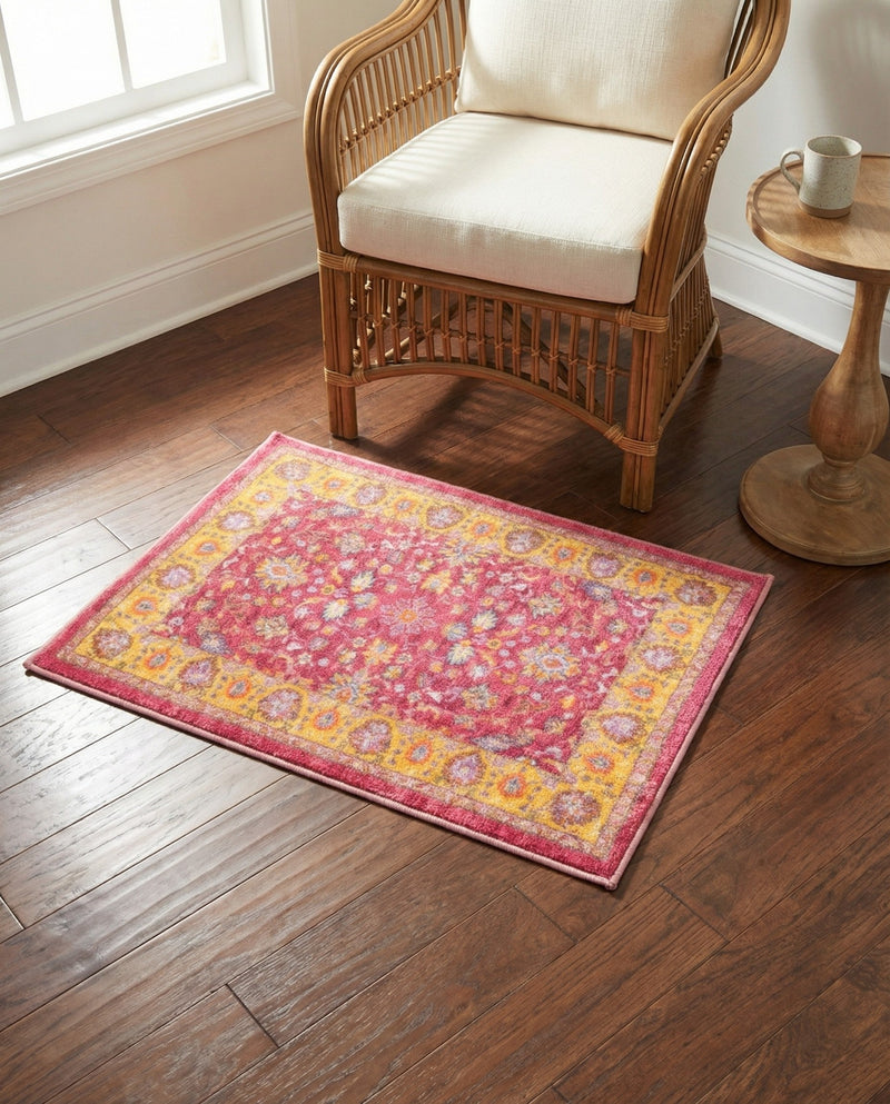 Casablanca Tapestry Collection Area Rug -  Marrakech (Berry Pink) Rectangle Berry Pink  lifestyle 8